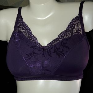New Rhonda Shear Lace Back Pin-Up Bra Plum M
